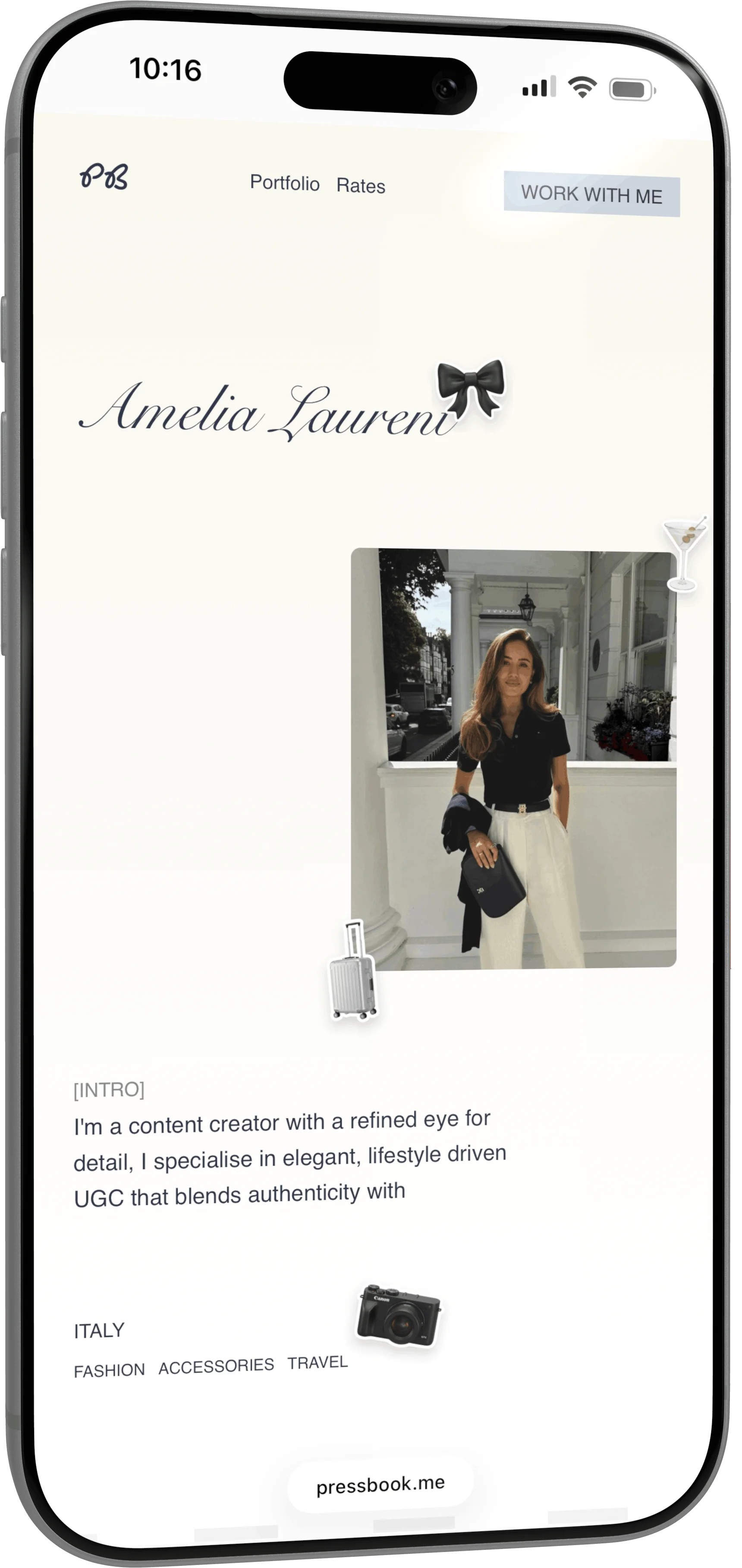 Pressbook portfolio example