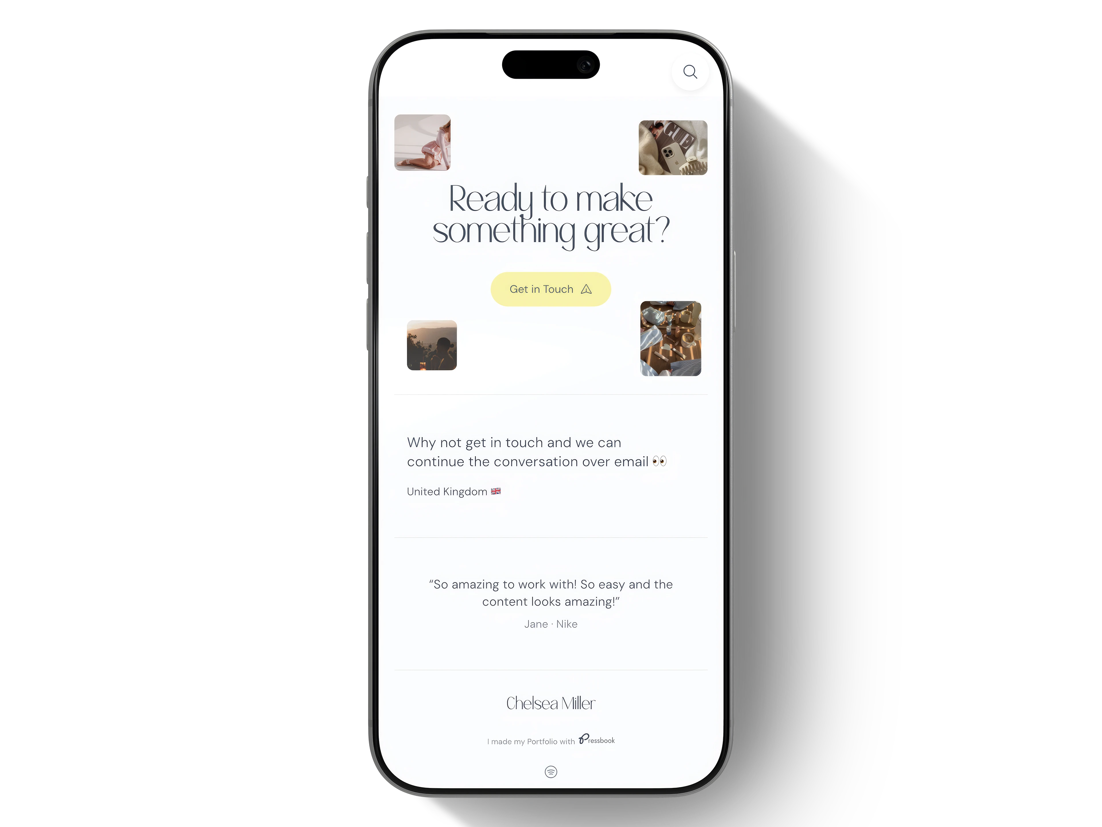 Pressbook portfolio footer